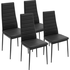 GGK Möbel Kitchen Chairs Set of 4 Dining Room Chairs with High Backrest Made of Faux Leather Modern Black Dining Table Chairs Set of 4 for Dining Room & Kitchen Dining Room Chair up to 160 kg Load