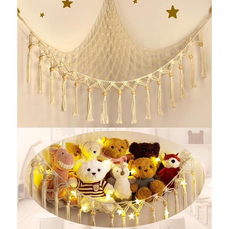 Teddy Hammock Toy Storage Hammock for Stuffed Animals with LED Light