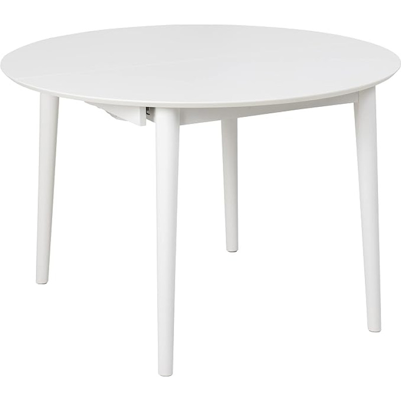 AC Design Furniture Monty Extendable Dining Table for 6 People, Round Table Top in White with Round Legs, Kitchen Table with Pull-Out Plate, Diameter 115 x Height 75 cm