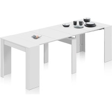 habitdesign 004580bo – Dining Table Console Extendable up to 235 cm, Gloss White Finish