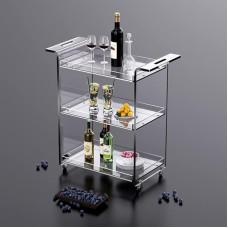 solaround Acrylic Serving Trolley, Bar Trolley, Acrylic Kitchen Trolley with Castors, Lockable, 53 x 30 x 72 cm (Transparent)