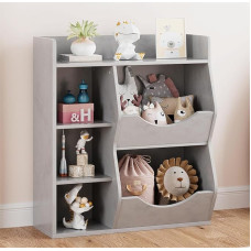 Garvee Children's Shelf, Toy Shelf, Bookcase, Children's Toy Storage, 3-Tier with 5 Compartments, for Children's Room, Playroom, Nursery 81 x 30 x 92 cm, Grey