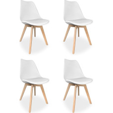 Homey, Sena Scandinavian Upholstered Chairs for Kitchen, Living Room or Dining Room, Wooden Legs, Practical and Functional, Easy Assembly, White