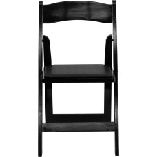 Flash Furniture Hercules 4 x Wooden Folding Chair with Padded Vinyl Seat - Black