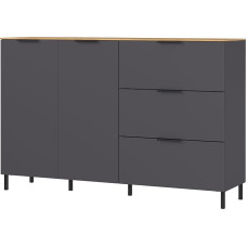 Germania 1475-549 GW-California Sideboard in Graphite / Navarre Oak with Two Doors 151 x 98 x 40 cm (W x H x D)