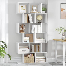 HEXCELEN 6 Tier Bookcase Bookcase with 12 Compartments, Office Shelf, Display Shelf, Bookcase, Standing Shelf for Living Room, Bedroom, Office, Modern, 29 x 78.6 x 188.4 cm, White