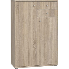 FORTE Tempra 2 Chest of Drawers with 2 Doors and 2 Drawers, Engineered Wood, Sonoma Oak, 73.7 x 111.1 x 34.8 cm