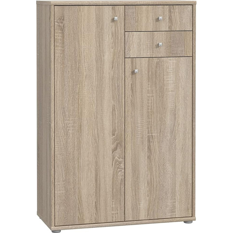 FORTE Tempra 2 Chest of Drawers with 2 Doors and 2 Drawers, Engineered Wood, Sonoma Oak, 73.7 x 111.1 x 34.8 cm
