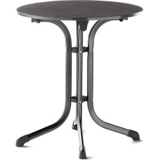 Sieger 3125 Folding Boulevard Table with Vivodur Plate Diameter 68 cm/Iron Grey-Coloured Steel Tubing Frame/Slate-Look Tabletop Décor Charcoal Slate