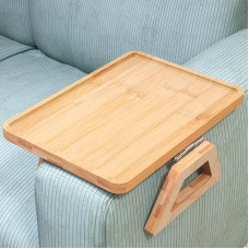 Fibogollo Couch Armrest Tray, Bamboo Couch Tray, Foldable Sofa Tray, Armrest Tray, Couch Arm Tray, Table for Drinks, Snacks, Phone, Remote Control (Natural)