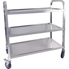 TAIMIKO Large Stainless Steel Kitchen Trolley, 3 Tier Trolley, Restaurants, Serving Trolley, Storage Trolley with Lockable Wheels, Garage, Restaurants, Hotels... (750 x 400 x 835 mm, 3 Tiers)