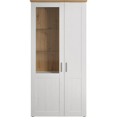 trendteam smart living - Shade - Display Cabinet - Andersen Pine White / Artisan Oak - Living Room Cabinet with 9 Compartments - (W x H x D) 95 x 194 x 38 cm - Glass Shelves - Scratch-Resistant