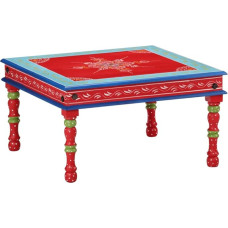 vidaXL Coffee Table, Table for Living Room, Side Table with Lots of Space, Sofa Table, Living Room Table, Coffee Table, Red, Hand-Painted, Solid Wood, Mango