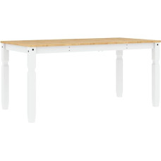 vidaXL Corona Dining Table 160 x 80 x 75 cm Solid Pine Wood White