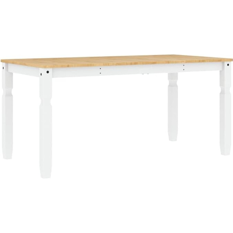 vidaXL Corona Dining Table 160 x 80 x 75 cm Solid Pine Wood White