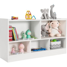 HOMASIS 2-Tier Toy Cabinet with 5 Compartments, Children's Shelf, Wooden Bookcase, Open Storage Shelf, Toy Shelf for Children's Room, Playroom, Bedroom, 111 x 30 x 61.5 cm (White)