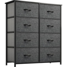 YITAHOME Chest of Drawers with 8 Drawers Fabric Storage Chest of Drawers Industrial Style for Bedroom, Living Room, Children's Room, Hallway, Storage Cabinet (Black Grey)
