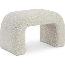 Meridian Furniture Modern Upholstered Bench with Rich Boucle Fabric Curved Modern Design Wood/Foam Cream 28