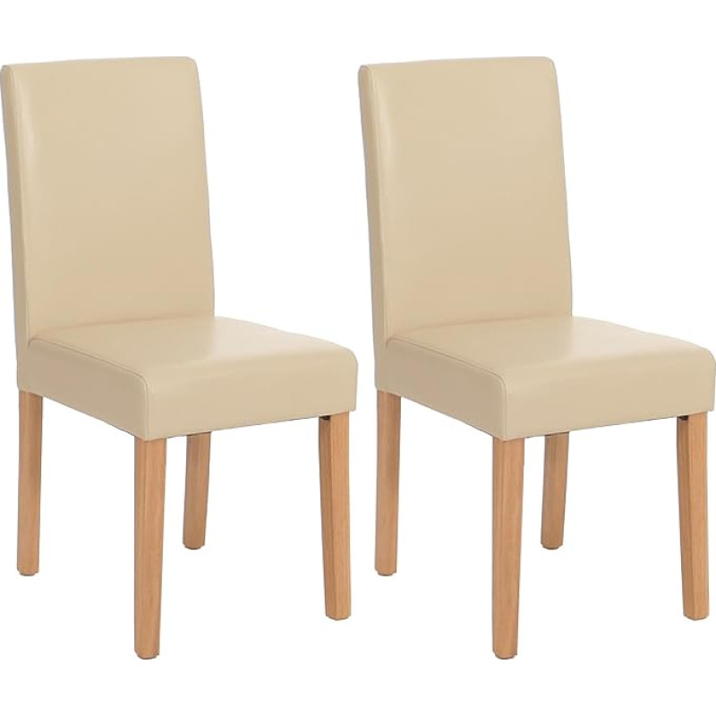 Littau Set of 2 Dining Chairs / Kitchen Chairs / Faux Leather / Cream / Light Legs