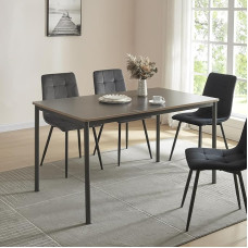 [en.casa] Lindesberg Dining Table for 6 People 140 x 80 cm Rectangular Table Top Kitchen Table Steel Legs Grey