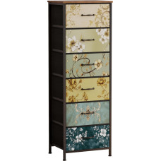 UnbYuro Chest of Drawers Fabric Chest of Drawers for Bedroom Hallway Kids Room Closets Steel Frame Wooden Top Easy Pull Handle (Brown, 6 Tiers)