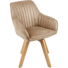 riess-ambiente.de Livorno Swivel Design Chair Champagne Greige Velvet Beech Wood Legs Dining Room Chair Kitchen Chair
