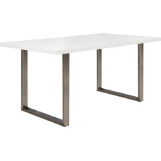 FORTE Tables Non-Extendable Table Made of Wood, White, Metal Legs Steel Coloured, W x H x D: 160 x 74.7 x 90 cm