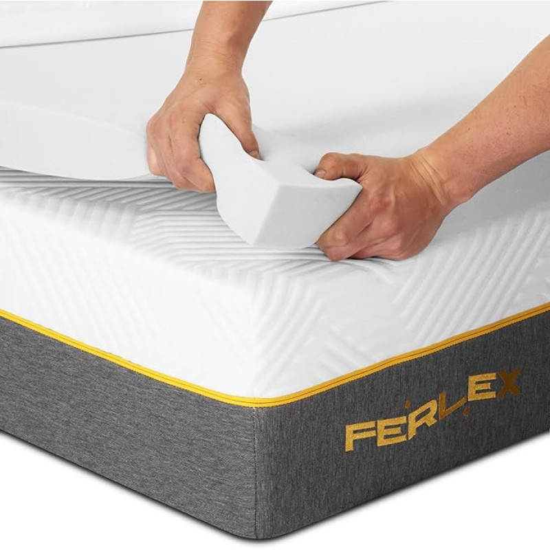 Ferlex Memory Foam Mattress Topper, 7 cm, 140 x 200 cm, Mattress Topper without Cover, Topper for Mattress and Sofa