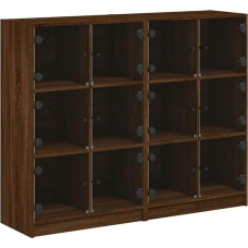 vidaXL Bookcase with Doors, Bookcase with Storage Space, Highboard for Living Room, Study, Office Cabinet, Side Cabinet, Modern, Brown Oak Look, Wood Material