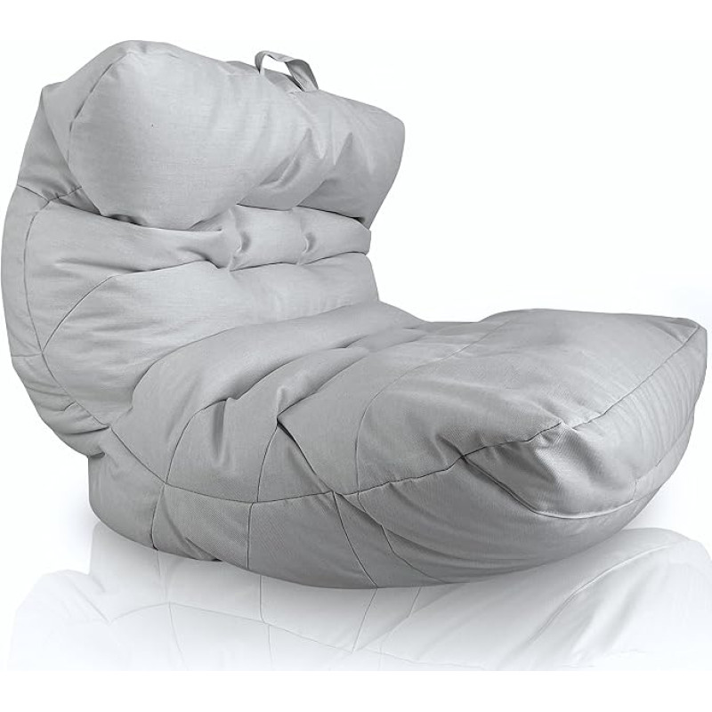 Aiire XXL Bean Bag Outdoor Modern - Giant Bean Bag Chair with Filling for Garden and Pool - Coarse Floor Cushion - Floor Chair - Gaming Bean Bags for Children and Adults Grey