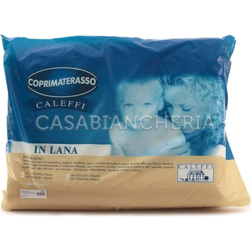 Caleffi - Lambskin Mattress Protector for Queen Bed, 100% Italian, Pure New Wool, High Quality, Home Textiles Since 1962, Plain