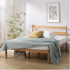 Zinus Ellie Bed 90 x 200 cm - Height 35 cm with Under Bed Storage - Bamboo and Wood Platform Bed Frame with Headboard - Brown
