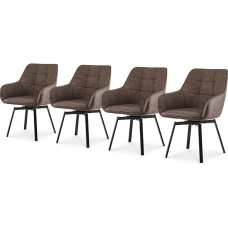 TUKAILAI Swivel Dining Room Chairs, Set of 4, Faux Leather Armrest Chairs, Swivel with Armrests, Backrest, Metal Legs, Swivel Chair, Kitchen Chairs, Upholstered Chair, Armchair for Kitchen, Living