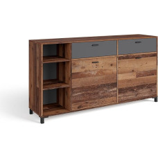 byLIVING Jackson Sideboard / Chest of Drawers Old Wood Vintage Brown / 2 Two Doors Brown / 2 Drawers in Anthracite / Chest of Drawers with 2 Doors and 2 Drawers / W 160 x H 85 x D 40 cm