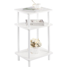 YheenLf Wooden Side Table, Bedside Table, White with 3 Levels, 40 x 30 x 70 cm, Coffee Table, Bedside Table, for Bedroom, Living Room, Modern Design, Easy Installation