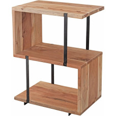 Wohnling Side Table S-Shape 45 x 60 x 30 cm Acacia Metal Storage Table Living Room Industrial Wooden Table with Metal Legs Decorative Table Wood