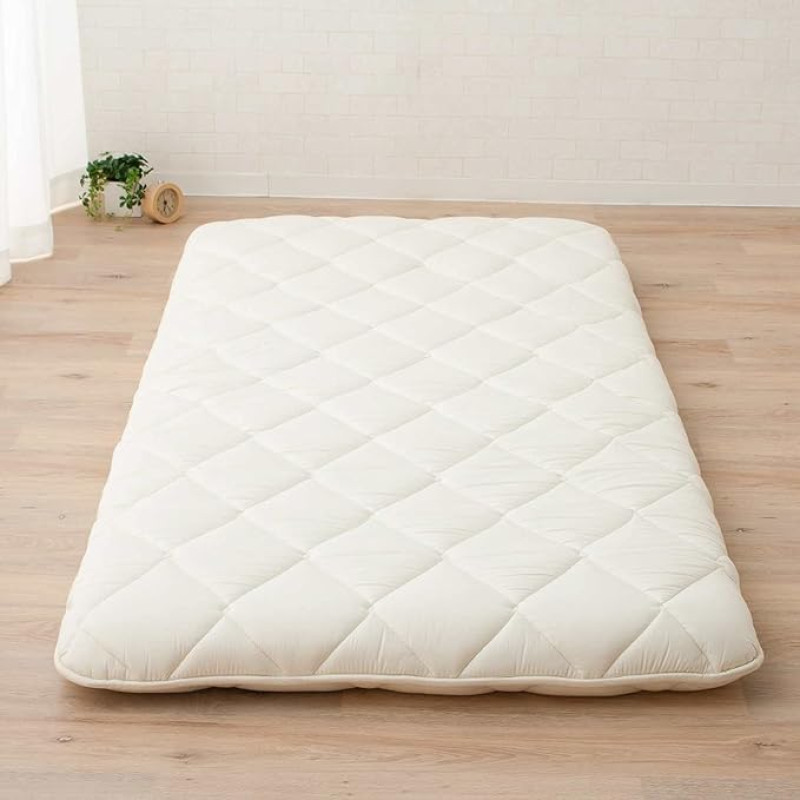 EMOOR CLASSE Japanese Futon Mattress 100 x 200 cm, Made in Japan, Foldable, Sleep Traditional, Floor Bed, Tatami Mat, Cotton Topper, White