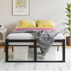 HOJINLINERO Double Bed Frame 120 x 200 cm, Bed 120 x 200 cm with Metal Slatted Frame for Mattress, Bed Frame with Storage Space Height 32 cm, Easy Assembly, Modern Metal Bed Guest Bed Youth Bed 120 x