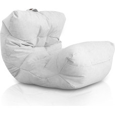 Aiire Relaxo XXL Bean Bag for Cuddly Corner, Bean Bag Design Made of Faux Leather with Filling, Giant Bean Bags Adults, Seat Bag Fluffy Floor Cushion, Coarse Floor Chair, Floor Chair, White