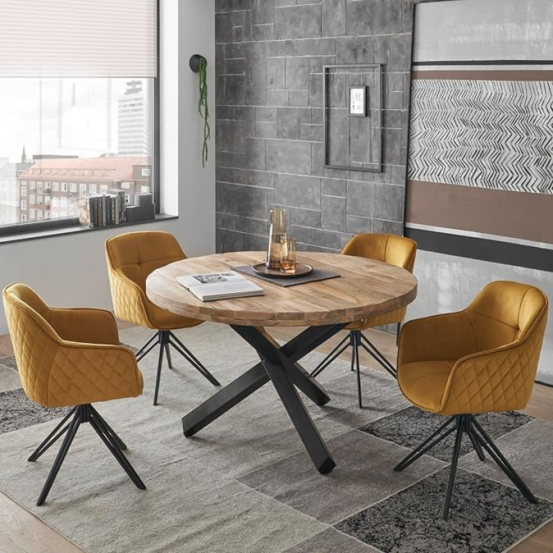 moebel-dich-auf Ace Dining Set for 4 People Round Dining Set 4 Chairs 1 Table Set