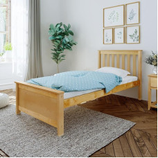 Max & Lily Bed 90 x 200 cm including slatted frame, children's bed with storage space under the bed, bed frame with headboard, wooden bed made of New Zealand pine wood, natural