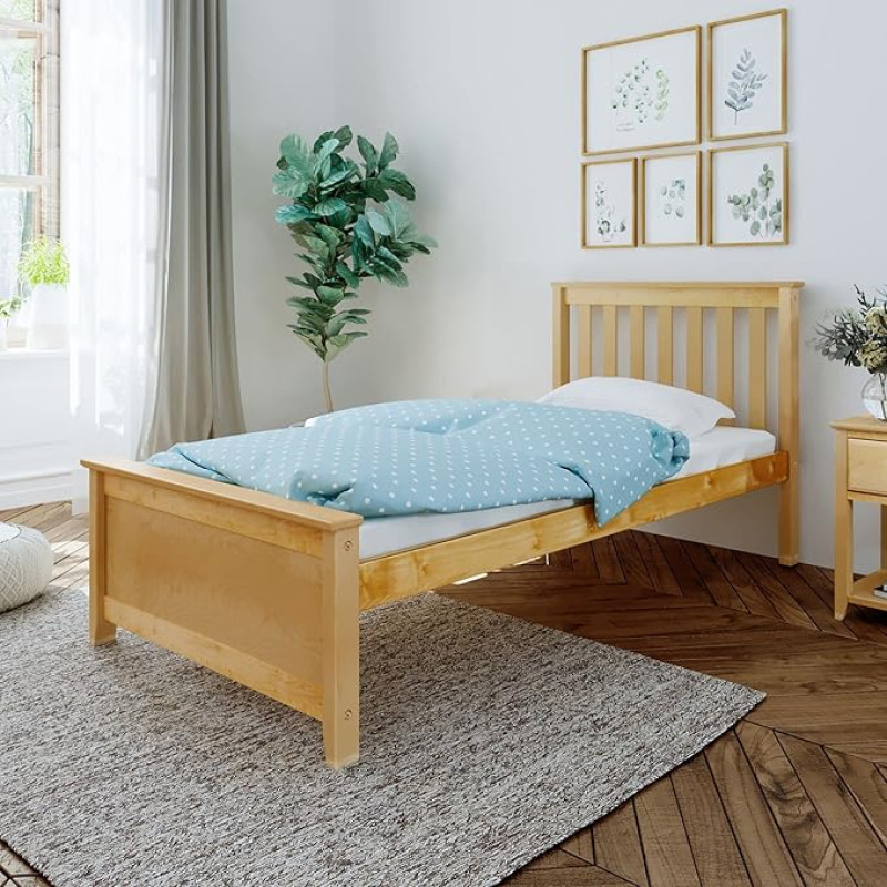 Max & Lily Bed 90 x 200 cm including slatted frame, children's bed with storage space under the bed, bed frame with headboard, wooden bed made of New Zealand pine wood, natural