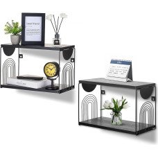 Walasis Bedside Table Hanging Bedside Cabinet Wall Mounted: Bedside Table Floating Wall Shelf Wooden Floating Shelf Wall Small (Black 2)