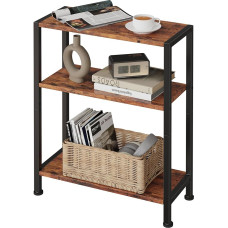 Vantimo Side Table with 3 Tiers, Small Side Table, Sofa Side Table for Tight Spaces, Narrow Side Table, Bedside Table, for Living Room, Bedroom, Office, Rustic Brown