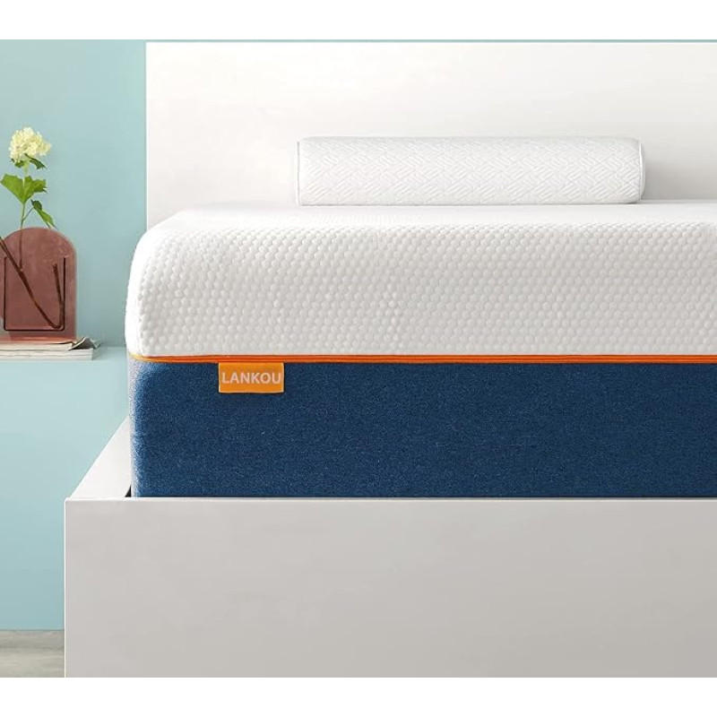 LANKOU Orthopaedic Reversible Memory Foam, 7 Zones in 2-in-1 Hardness Levels H3-H4 - Medium Firm to Firm, Cold Gel Memory Foam Mattress, Washable Cover, Oeko-Tex® (90 x 200 x 20 cm)