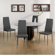 Liink1Ga Dining Room Chairs, Kitchen Chairs, Set of 4 Chairs, Grey, Modern Guest Chairs, Visitor Chairs, Kitchen Chairs, Dining Chairs with Faux Leather for Office/Kitchen/Dining Room/Living Room