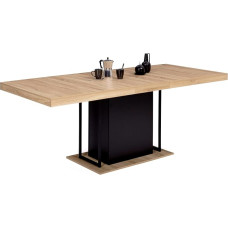 IDMarket - Extendable Rectangular UGO Dining Table for 6-10 People Wood Effect Beech Effect Black 160-200cm