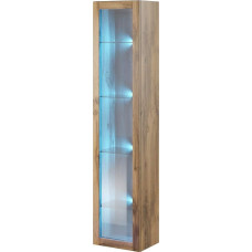 Furniture24 Vigo Hanging Display Cabinet, Display Cabinet, Wall Cabinet, Wall Cabinet with 1 Door, Cabinet, Living Room Cabinet, Handless, Push to Open (Wotan Oak)