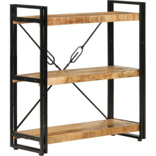 vidaXL Bookcase, 3 Compartments, Shelf with Lots of Storage Space, Standing Shelf for Living Room, Bedroom, Office, Office Shelf, Book Frame, Solid Wood, Mango Iron