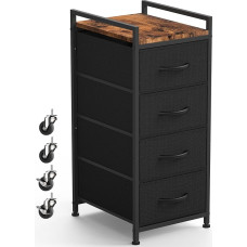 CADUKE Small Chest of Drawers for Bedroom with 4 Drawers, Storage Tower Organiser, Small Bedside Table with Castors for Cupboard